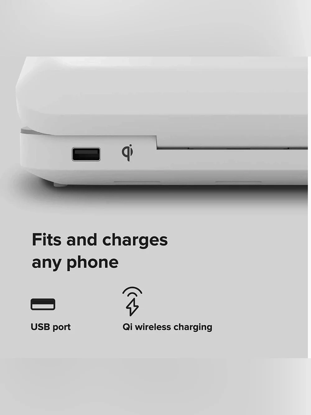 PhoneSoap Go Portable UV-C Phone Sanitizer Power Bank 6500mAh Model 701-2, White